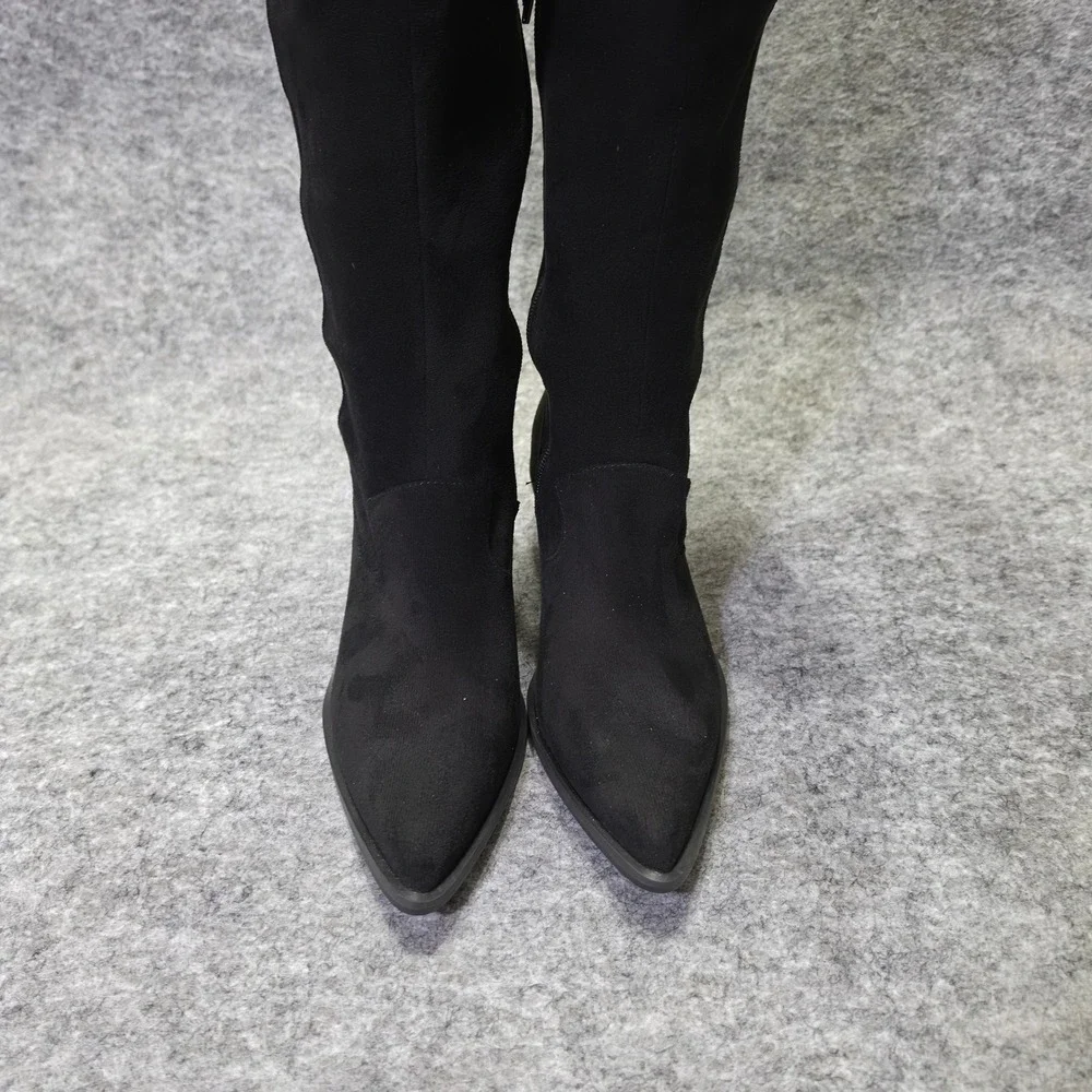 Rebecca Minkoff Womens Jenni Boot Faux Suede Black 6M Over The Knee Pointed Toe